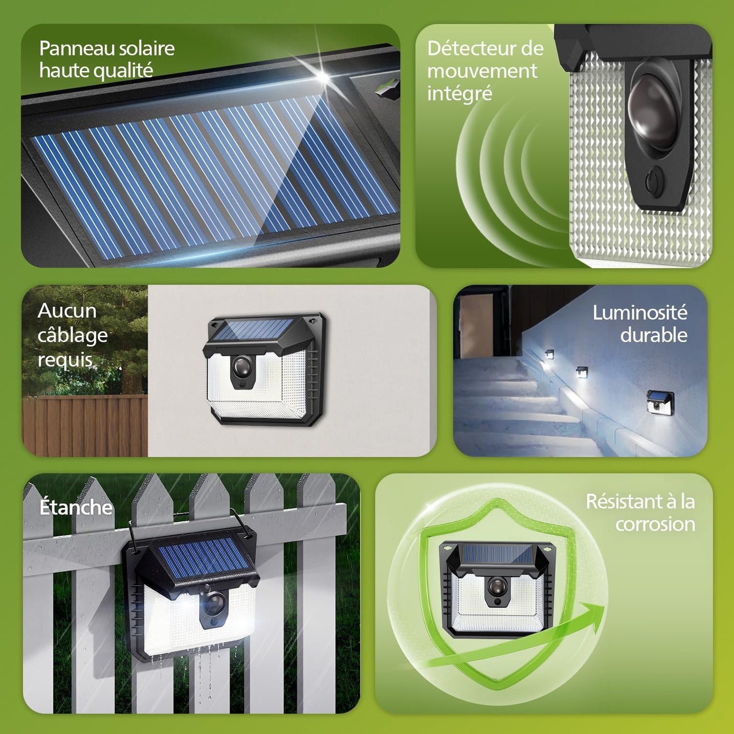 Lampe Solaire 120 LED avec Détecteur – Ultra Lumineuse, 3 Modes, Étanche IP65 – Sécurité Jardin & Maison