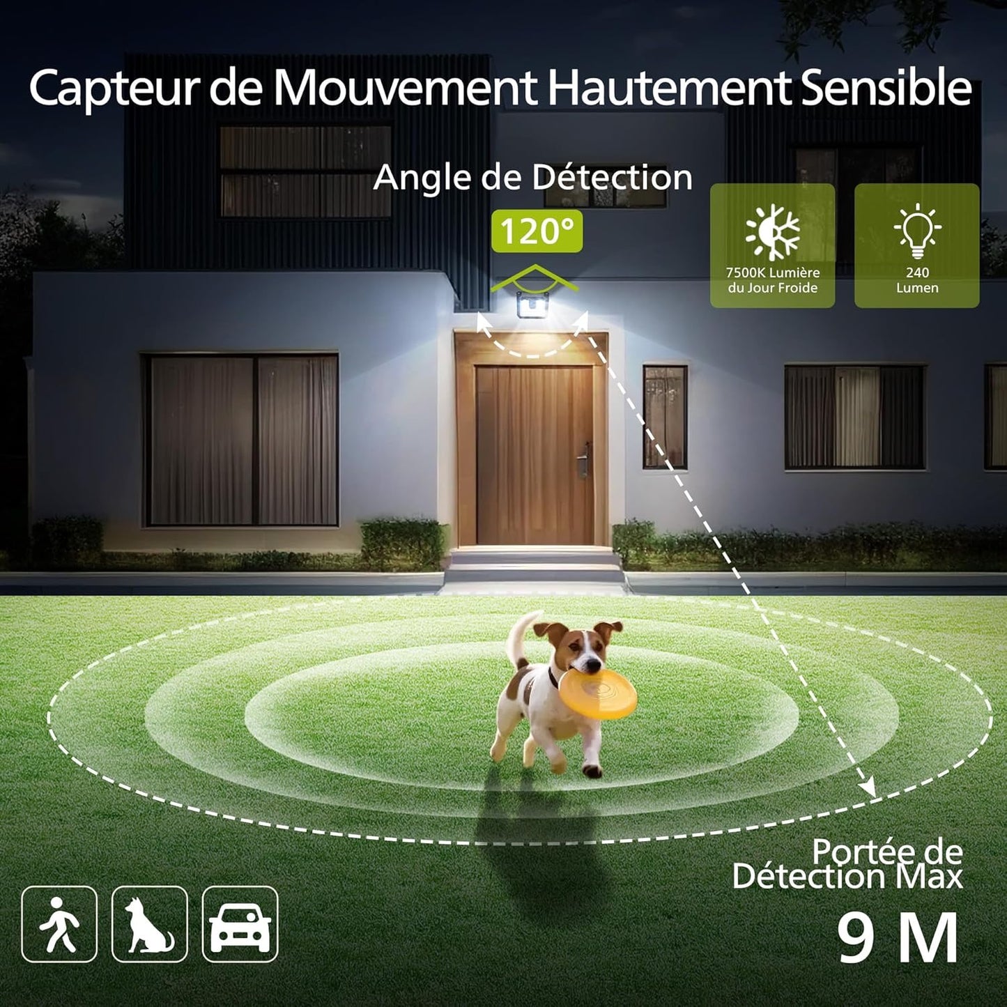 Lampe Solaire 120 LED avec Détecteur – Ultra Lumineuse, 3 Modes, Étanche IP65 – Sécurité Jardin & Maison